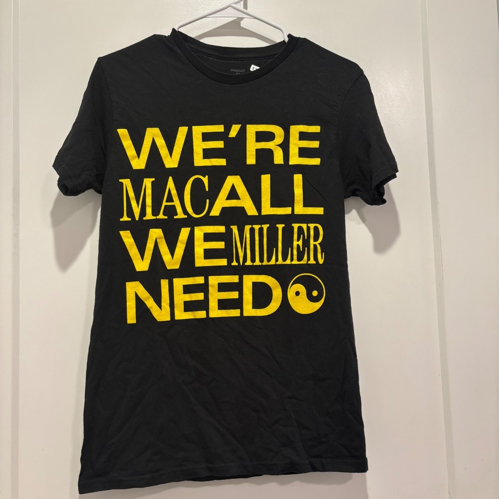 Mac Miller Were Macall We Miller Need Graphic T-Shirt Black Yellow Size M 2023